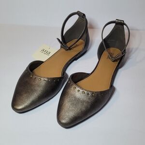 a.n.a Metallic Bronze Ankle Strap Flats Women's Size 9.5
